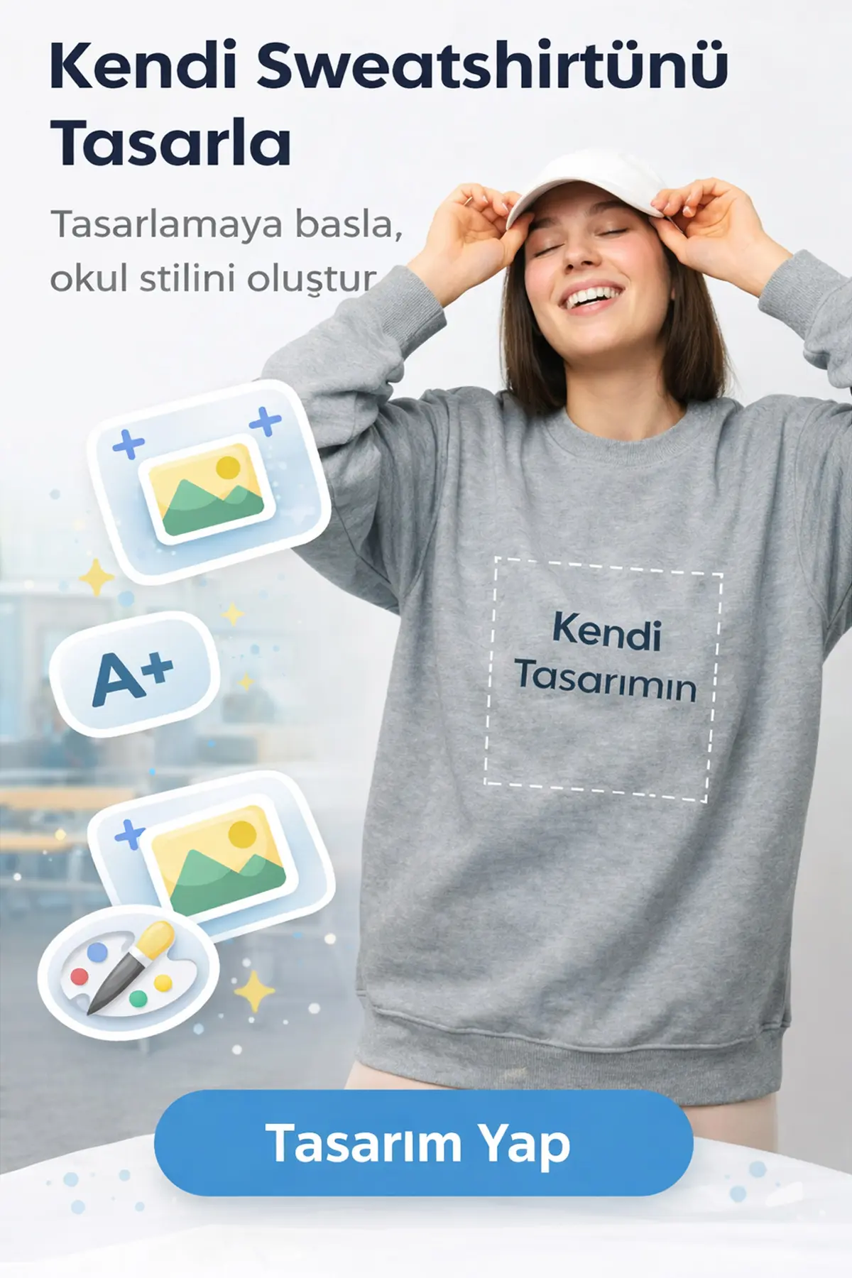 Sıfır Yaka Sweatshirt Tasarla – Kendi Tasarımını Yap