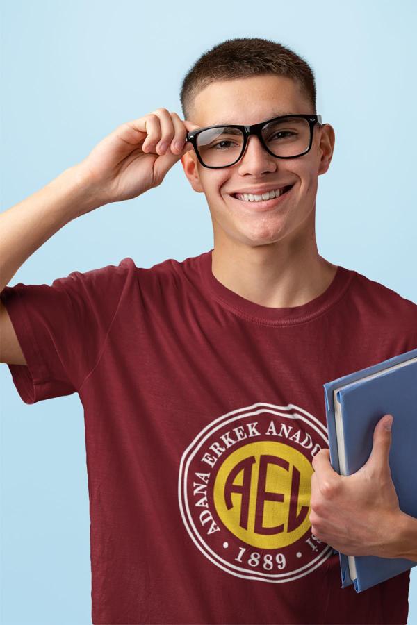 Adana Erkek Anadolu Lisesi Bordo Tişört – AEL 1889 Logolu