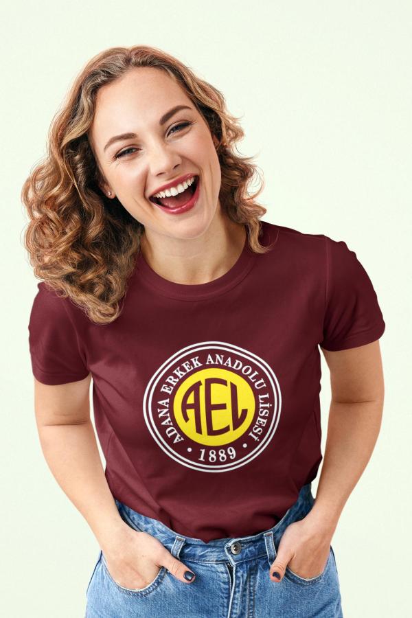 Adana Erkek Anadolu Lisesi Bordo Tişört – AEL 1889 Logolu