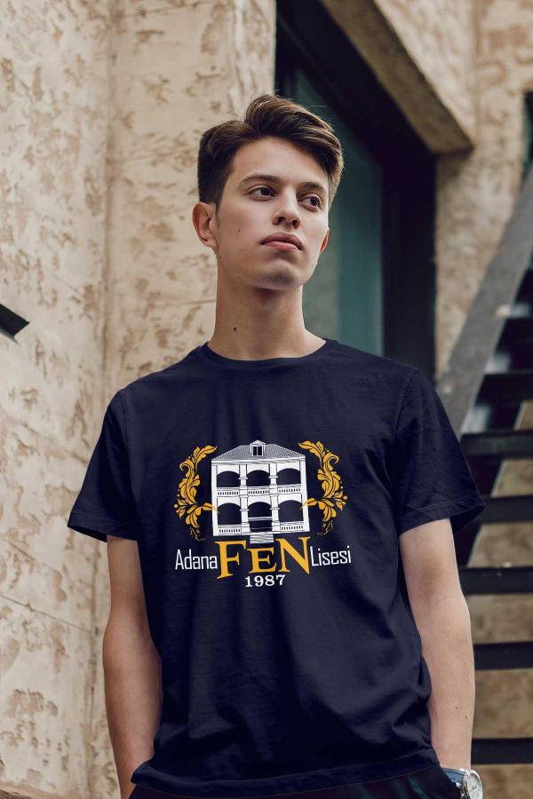 Adana Fen Lisesi Lacivert Tişört – 1987 Bina Silüetli