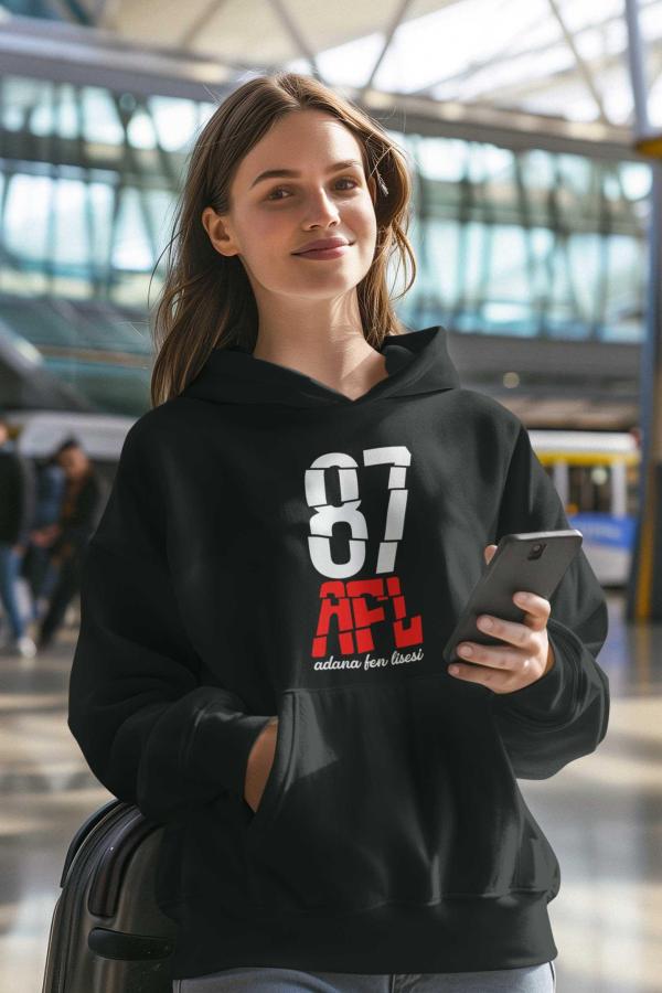 Adana Fen Lisesi Siyah Kapüşonlu Sweatshirt