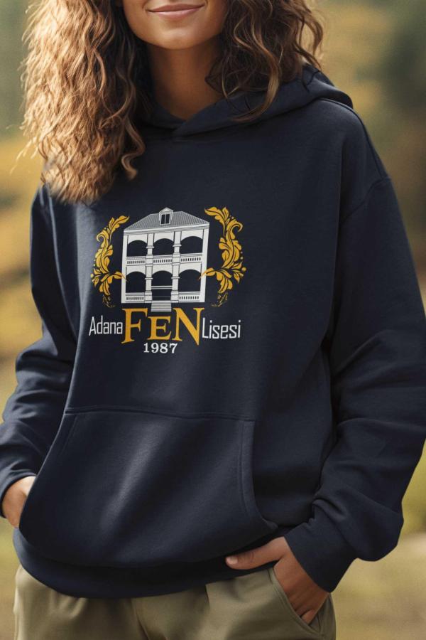 Adana Fen Lisesi Lacivert Kapüşonlu Sweatshirt – Tarihi Bina Silüetli