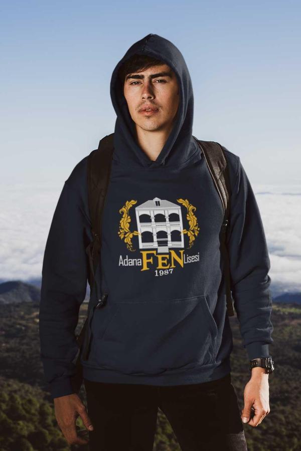 Adana Fen Lisesi Lacivert Kapüşonlu Sweatshirt – Tarihi Bina Silüetli