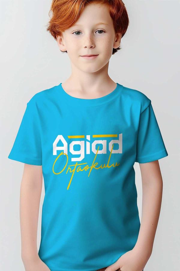 Agiad Ortaokulu Turkuaz Tişört