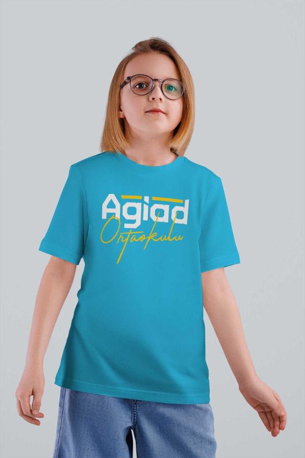 Agiad Ortaokulu Turkuaz Tişört