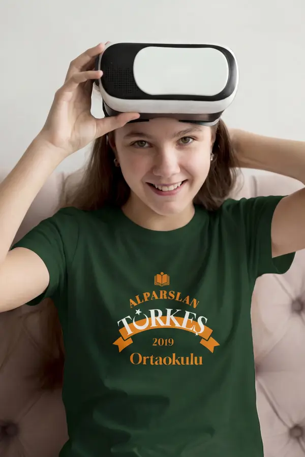 Alparslan Türkeş Ortaokulu Nefti Yeşil Baskılı Tişört