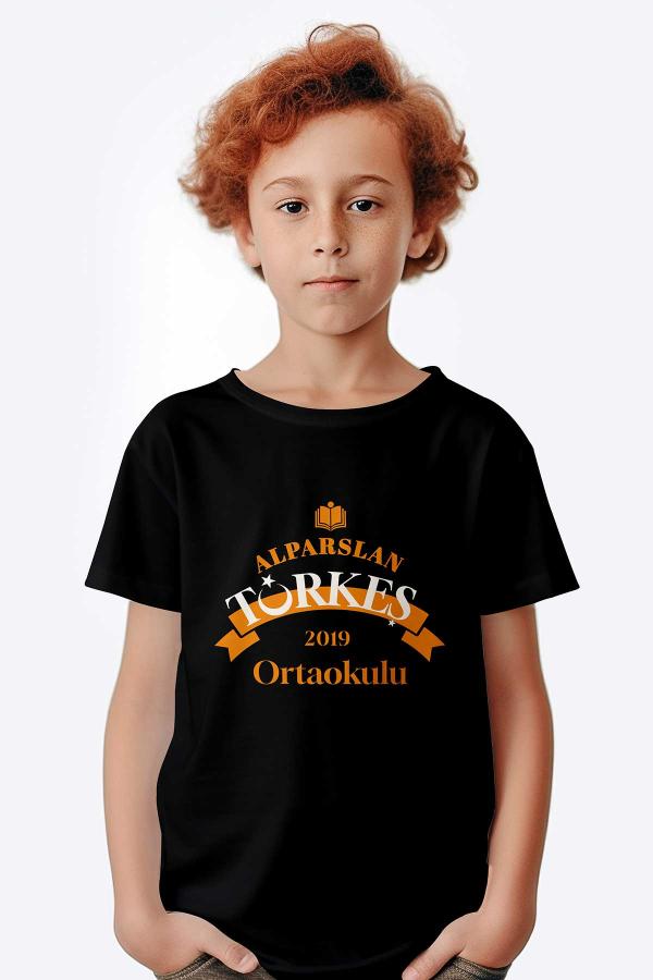 Alparslan Türkeş Ortaokulu Siyah Pamuk Okul Tişörtü