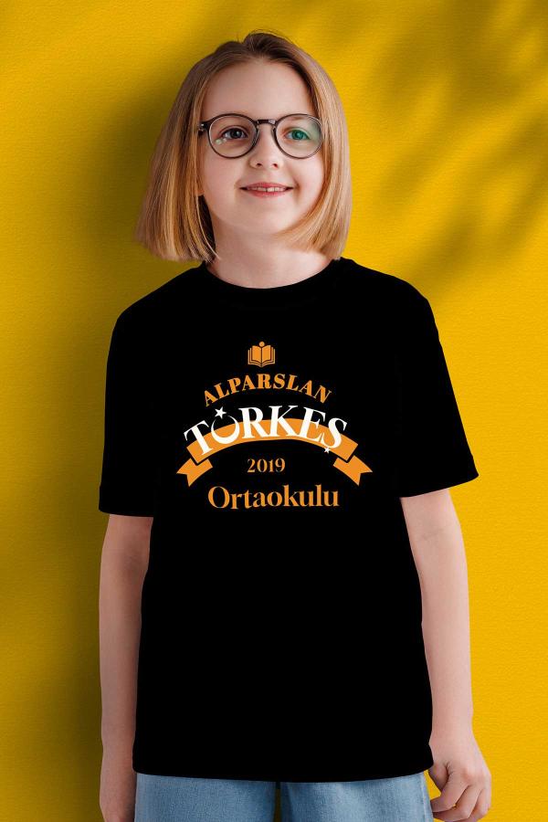 Alparslan Türkeş Ortaokulu Siyah Pamuk Okul Tişörtü