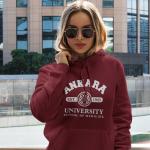 Ankara University School of Medicine Bordo Kapüşonlu Sweatshirt – EST. 1945