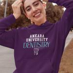 Ankara Üniversitesi Diş Hekimliği Mor Renkli Kapşonlu Sweatshirt