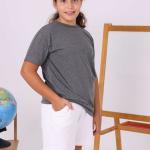 Antrasit Melanj Baskısız Çocuk Tişört – Yönetmeliğe Uygun ve Rahat Tasarım