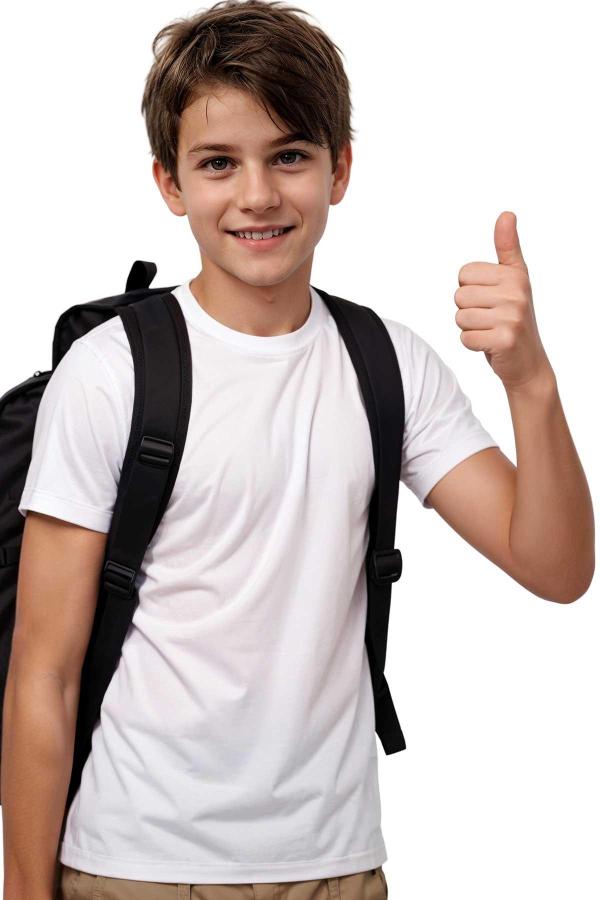 Beyaz Sıfır Yaka Baskısız Çocuk Tişört – Yönetmeliğe Uygun %100 Pamuk