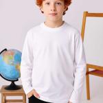 Beyaz Sıfır Yaka Baskısız Uzun Kollu Çocuk Tişört