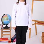 Beyaz Sıfır Yaka Baskısız Uzun Kollu Çocuk Tişört