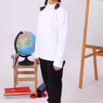 Beyaz Sıfır Yaka Baskısız Uzun Kollu Çocuk Tişört