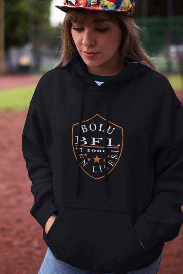 Bolu Fen Lisesi Siyah Kapüşonlu Sweatshirt