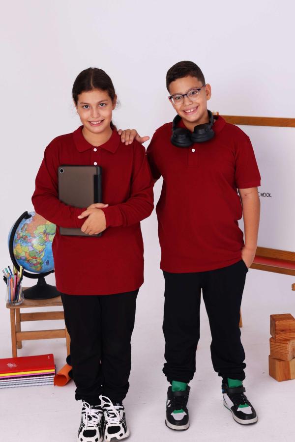 Bordo Renkli Çocuk Polo Yaka Kısa Kollu Tişört