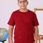 Bordo Renk Kısa Kollu Premium Çocuk Tişört