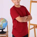Bordo Renk Kısa Kollu Premium Çocuk Tişört