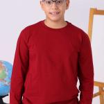 Bordo Uzun Kollu Sıfır Yaka Baskısız Premium Çocuk Tişört