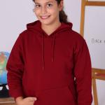 Bordo Unisex Kapüşonlu Sweatshirt – Okul Yönetmeliğine Uygun Rahat ve Şık Model