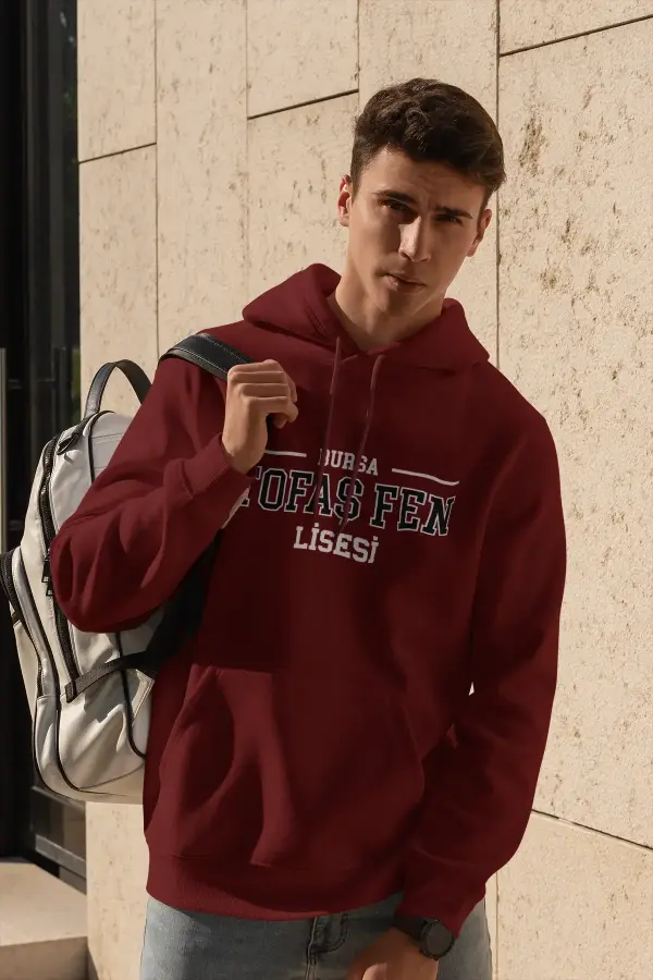 Bursa Tofaş Fen Lisesi Bordo Kapüşonlu Sweatshirt