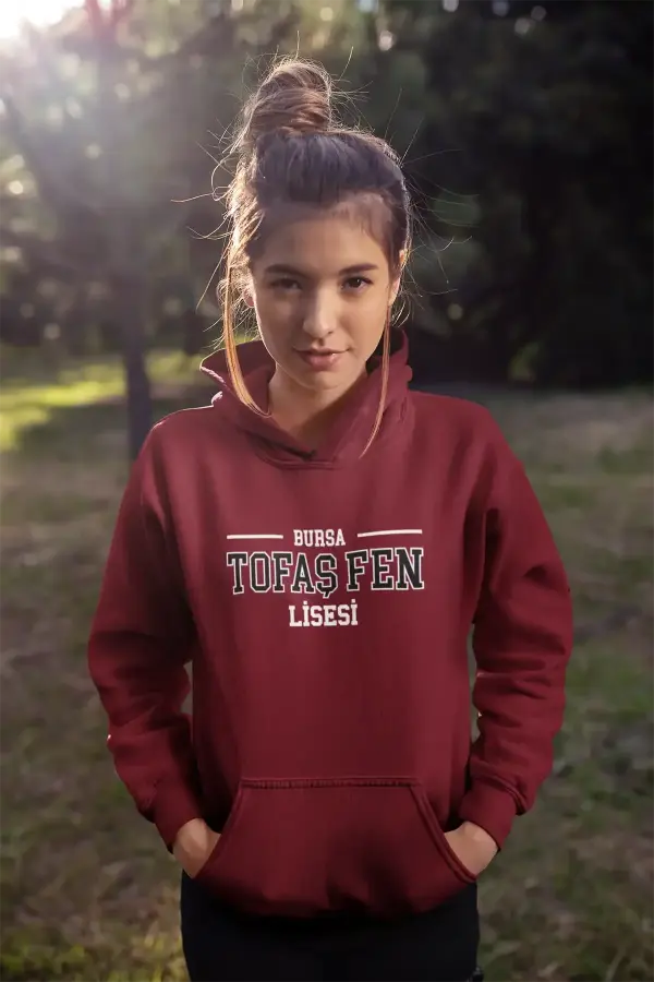Bursa Tofaş Fen Lisesi Bordo Kapüşonlu Sweatshirt