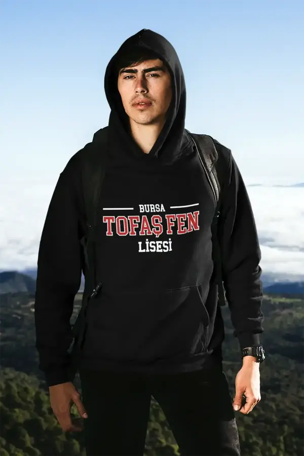 Bursa Tofaş Fen Lisesi Siyah Kapüşonlu Sweatshirt