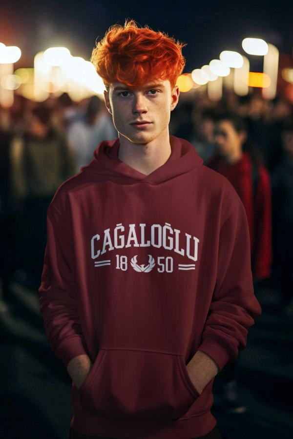 Cağaloğlu Anadolu Lisesi Bordo Kapşonlu Sweatshirt – 1850 Koleksiyon