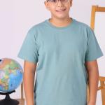 Çağla Yeşili Çocuk Sıfır Yaka Baskısız Tişört