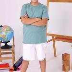 Çağla Yeşili Çocuk Sıfır Yaka Baskısız Tişört