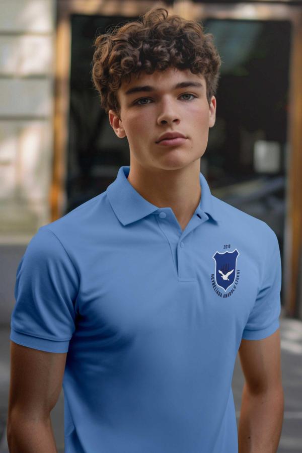 Heybeliada Anadolu Lisesi Pastel Mavi Polo Yaka Tişört