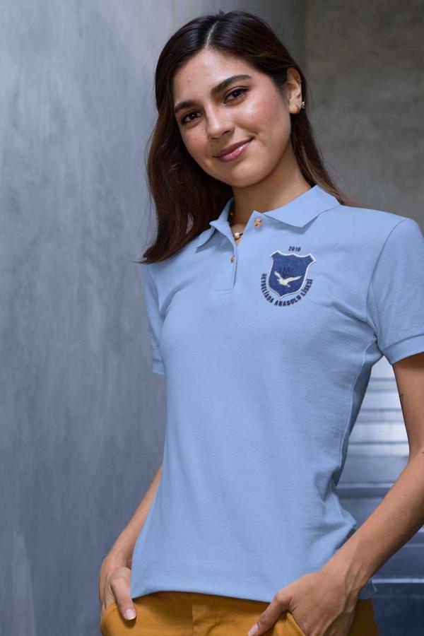 Heybeliada Anadolu Lisesi Pastel Mavi Polo Yaka Tişört