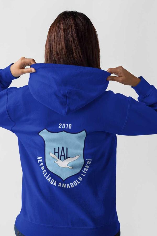 Heybeliada Anadolu Lisesi Saks Mavi Kapüşonlu Sweatshirt