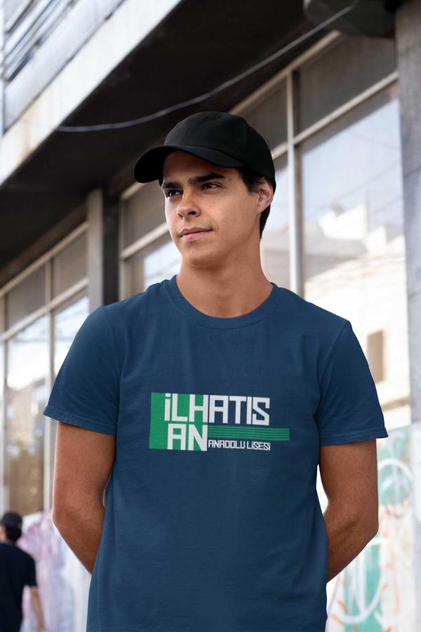 İlhan Atış Anadolu Lisesi Tişört – Indigo Mavi - Sıfır Yaka