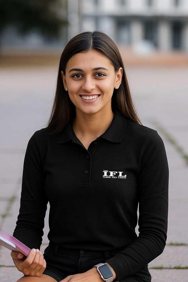 İzmir Fen Lisesi Siyah Polo Yaka Uzun Kollu Tişört