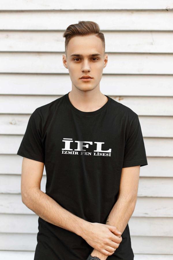 İzmir Fen Lisesi Tişört – Siyah, Unisex, Sıfır Yaka Tasarım (İFL)