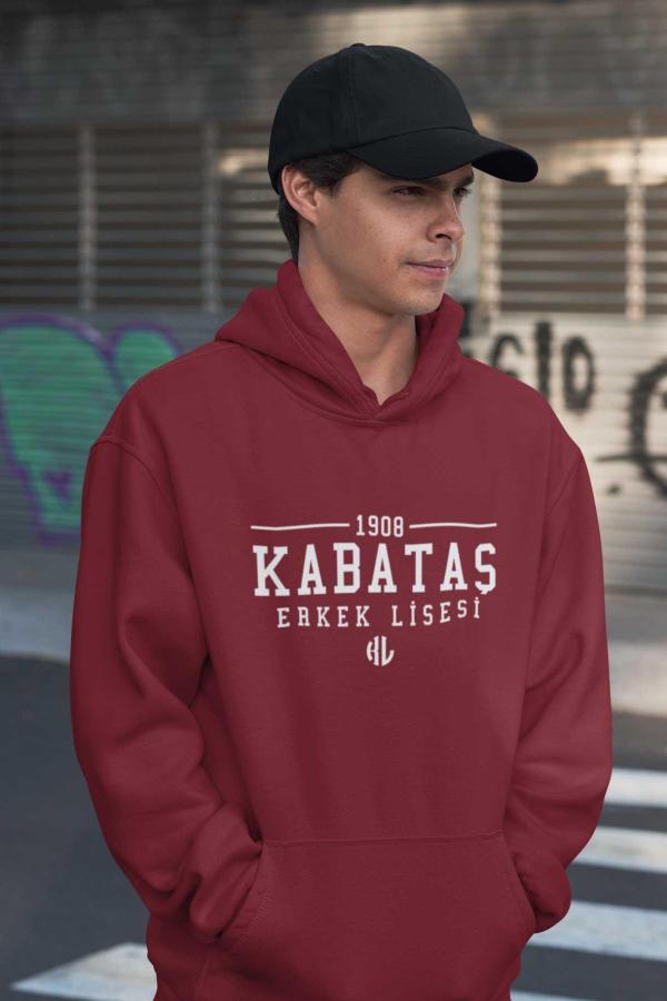 Kabataş Erkek Lisesi Bordo Kapüşonlu Sweatshirt – 1908 Kolej Stili