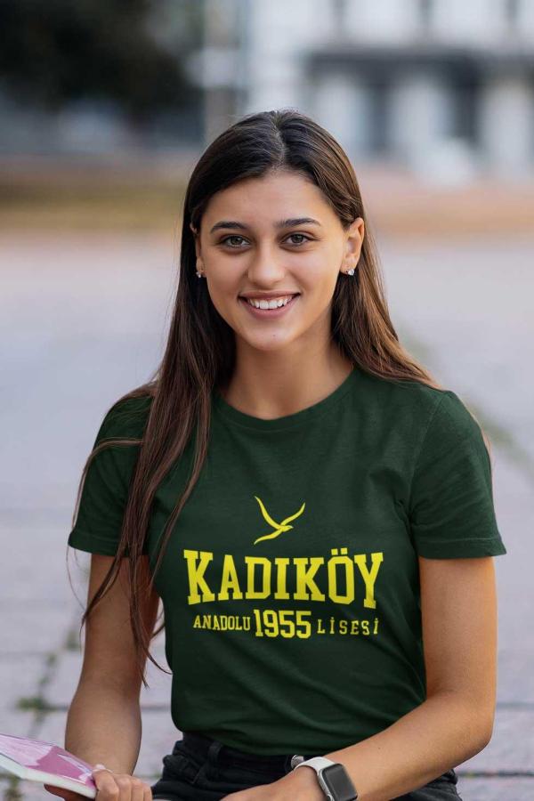 Kadıköy Anadolu Lisesi Nefti Yeşil Tişört – Sarı Yazılı KAL 1955 Tasarımı