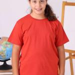 Kiremit Rengi Sıfır Yaka Baskısız Okul Tişörtü