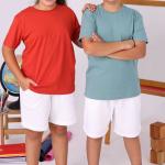 Kiremit Rengi Sıfır Yaka Baskısız Okul Tişörtü