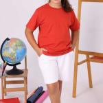 Kiremit Rengi Sıfır Yaka Baskısız Okul Tişörtü