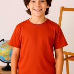 Kiremit Rengi Sıfır Yaka Baskısız Okul Tişörtü