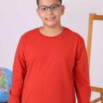 Kiremit Renk Uzun Kollu Okul Tişörtü - %100 Pamuk