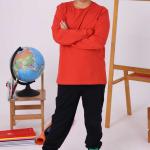 Kiremit Renk Uzun Kollu Okul Tişörtü - %100 Pamuk