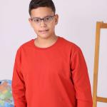 Kiremit Renk Uzun Kollu Okul Tişörtü - %100 Pamuk