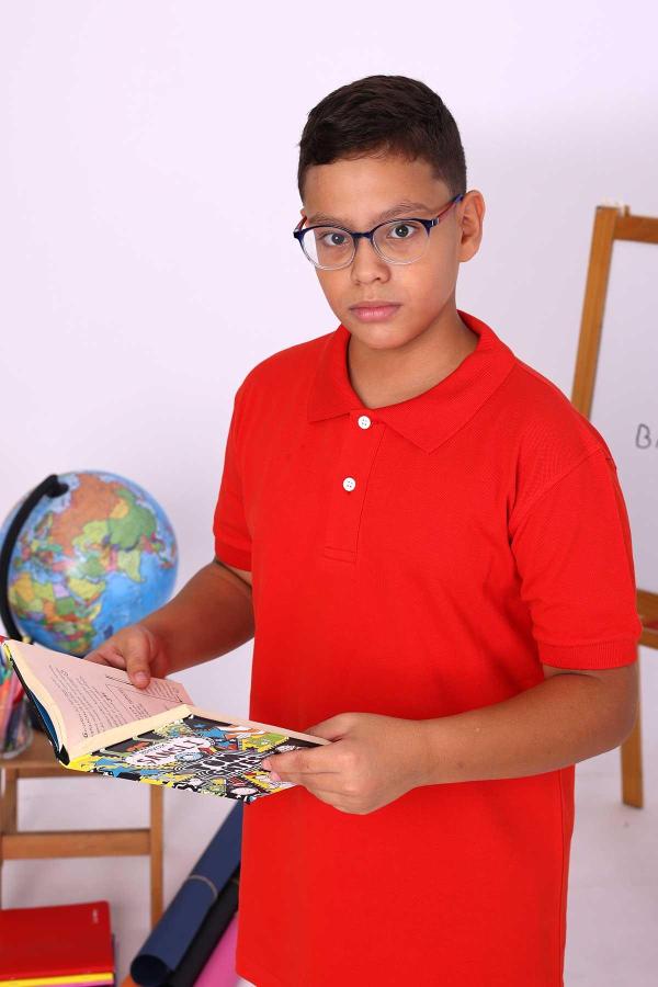 Kırmızı Çocuk Polo Yaka Kısa Kollu Tişört - Okul Forması