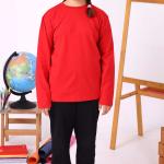 Kırmızı Sıfır Yaka Baskısız Premium Unisex Çocuk Uzun Kollu Tişört