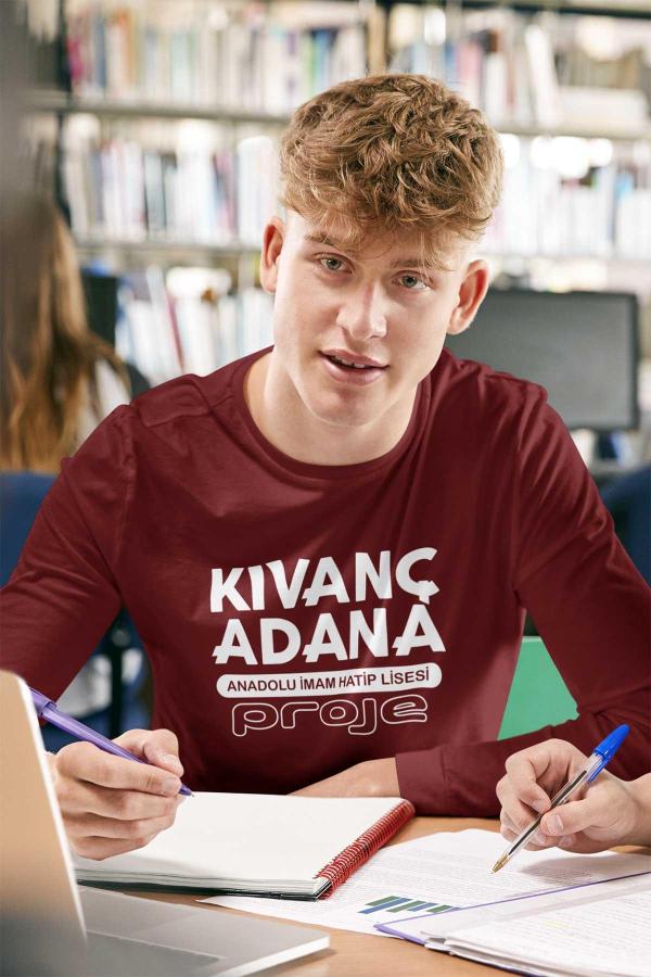 Kıvanç Adana Anadolu İmam Hatip Lisesi Bordo Uzun Kollu Tişört – Proje Okul Tasarımı