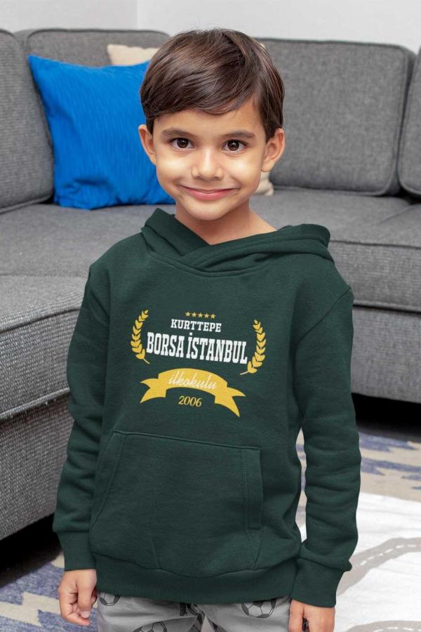 Kurttepe Borsa İstanbul İlkokulu Nefis Yeşili Kapüşonlu Sweatshirt – 2006